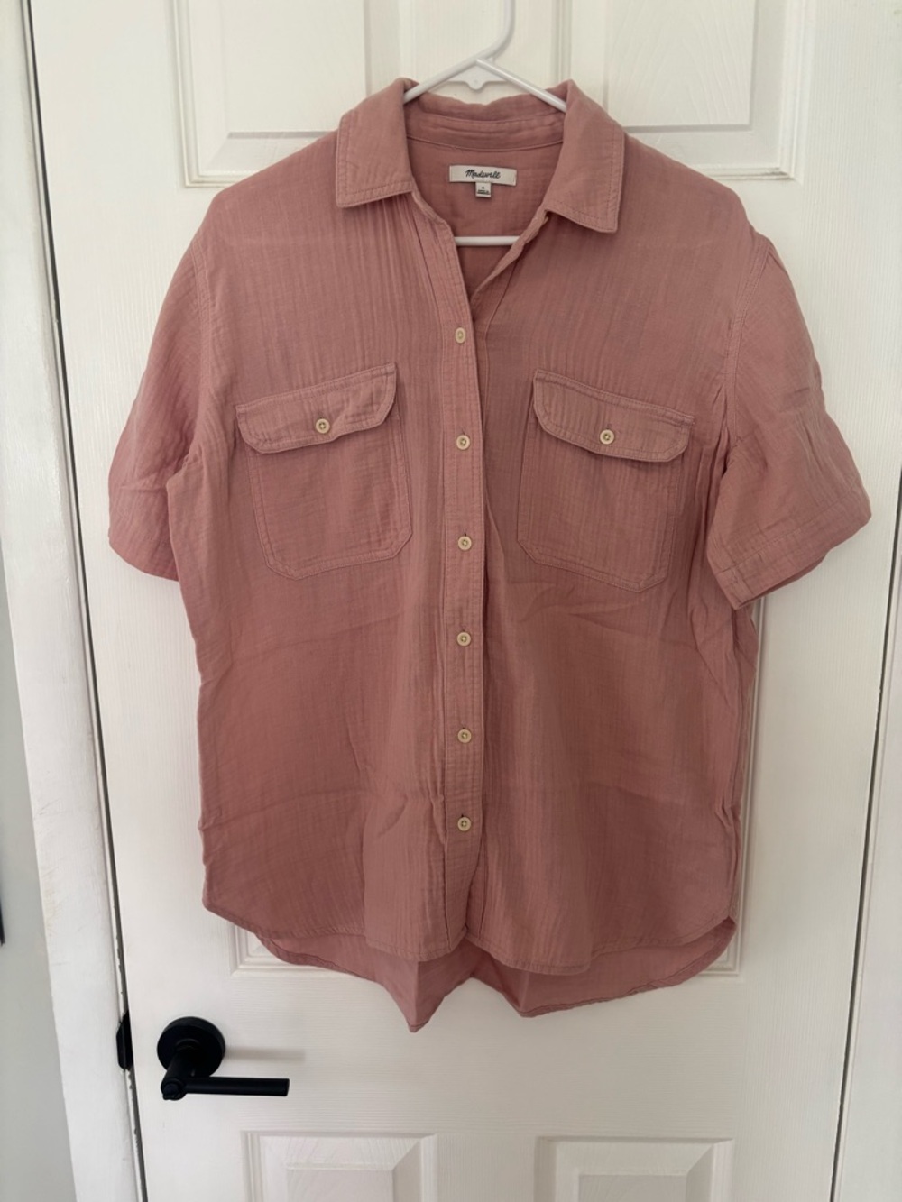 Madewell Short-Sleeve Button-Down Shirt in Dusty Rose